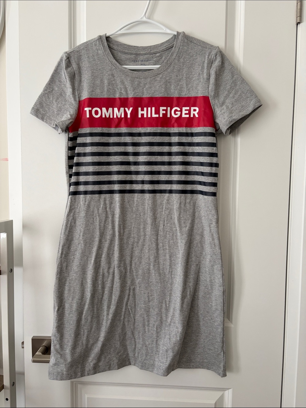 Tommy Hilfiger Heather Gray Dress with Red Chest Panel